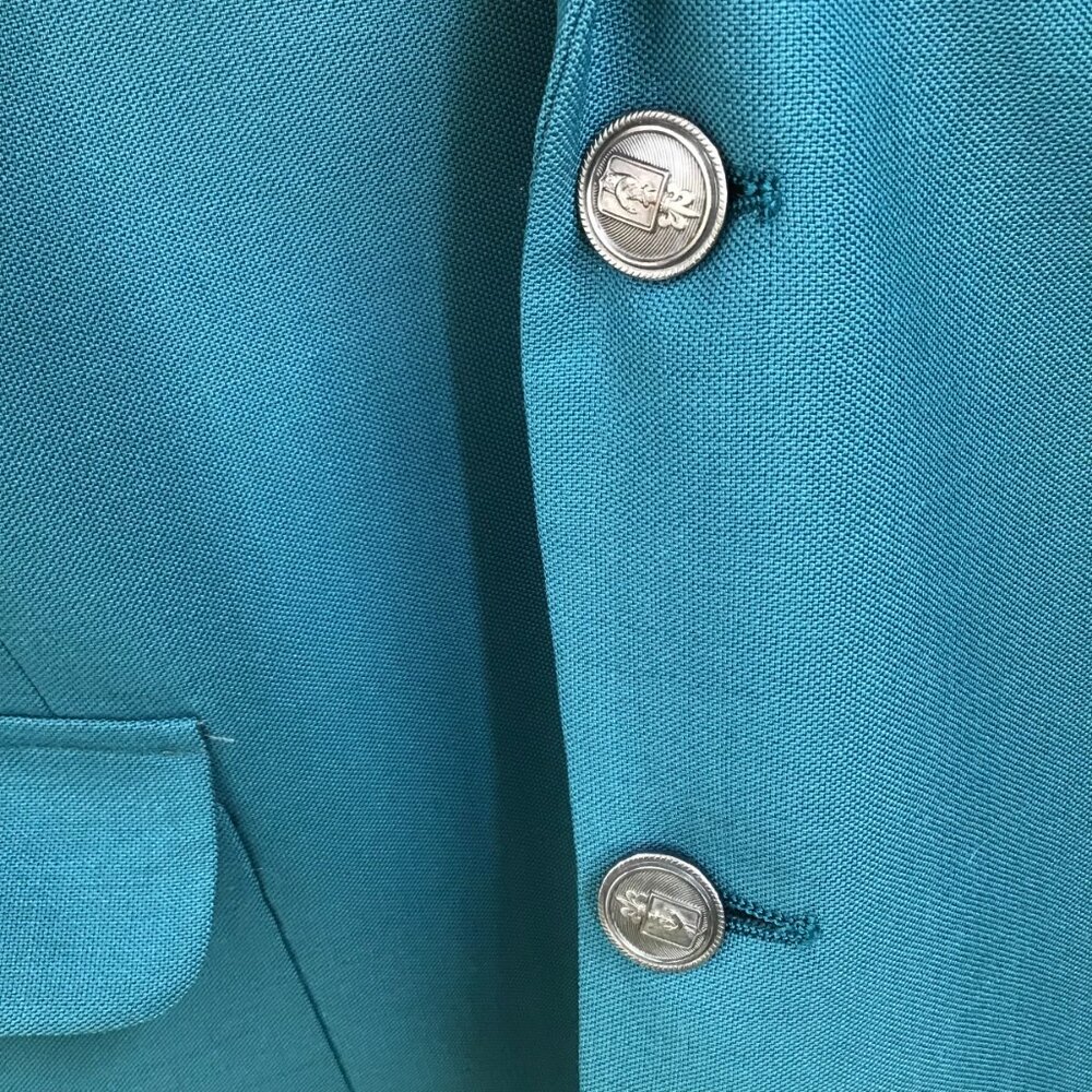 Vintage 46L Men's Teal Blue Blazer Jacket Vented Single Breasted Fully Lined - Picture 10 of 13